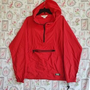 Vintage LL Bean Anorak Windbreaker 1/4 Zip Jacket  Red Deadstock  Mens Size M